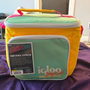 NWT Igloo Retro Square Lunch Cooler - Mint, Yellow & Pink Accents